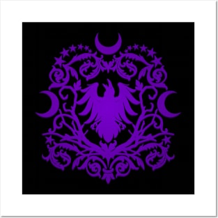 Raven Moon Damask Posters and Art